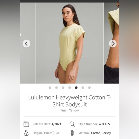 NWT Lululemon Heavyweight Cotton T-Shirt Bodysuit
Finch Yellow$108 - Picture 2 of 7